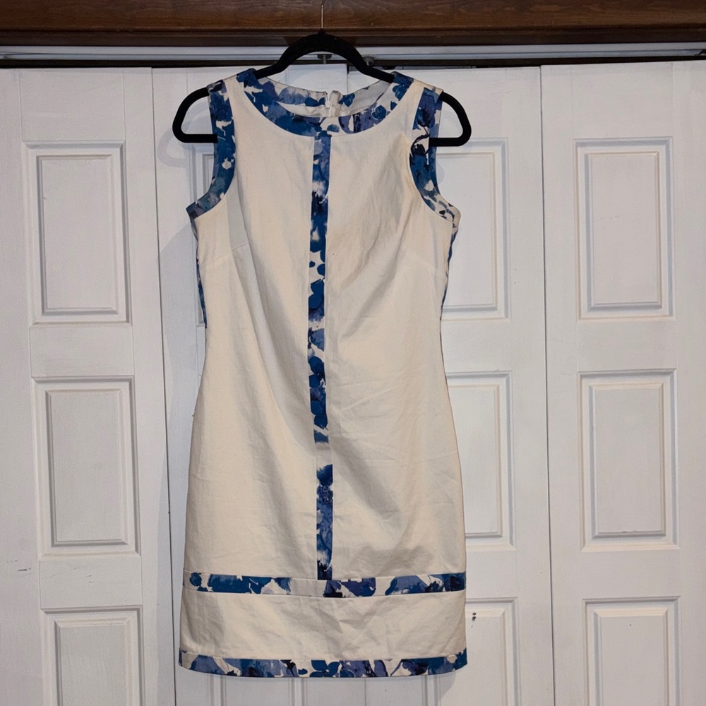 Lauren Ralph Lauren White Dress with Blue Floral Accents - Picture 1 of 9